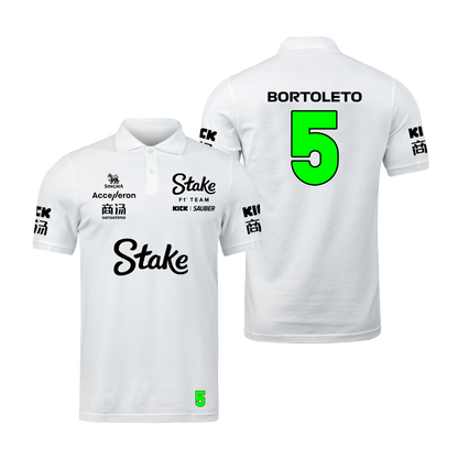 Camisa Polo Gabriel Bortoleto Stake Sauber 2024 Branca