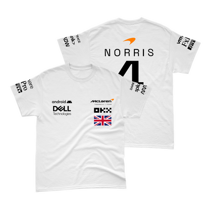 Camiseta Algodão Lando Norris Mclaren 2024 Branca