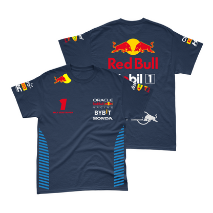 Camiseta Algodão Max Verstappen Red Bull Racing 2024 Azul Marinho