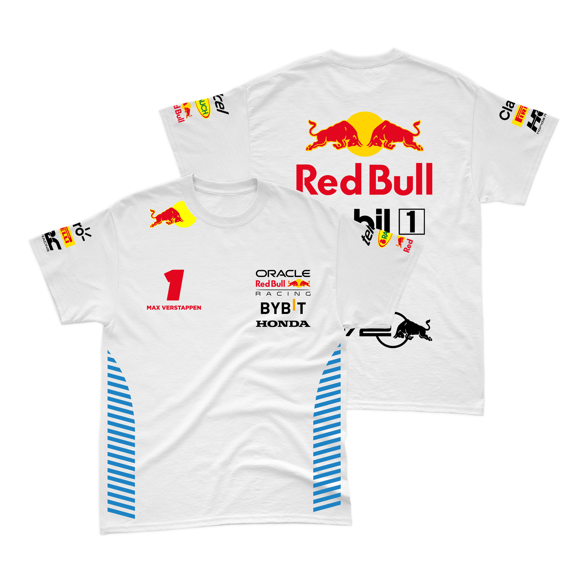 Camiseta Algodão Max Verstappen Red Bull Racing 2024 Branca