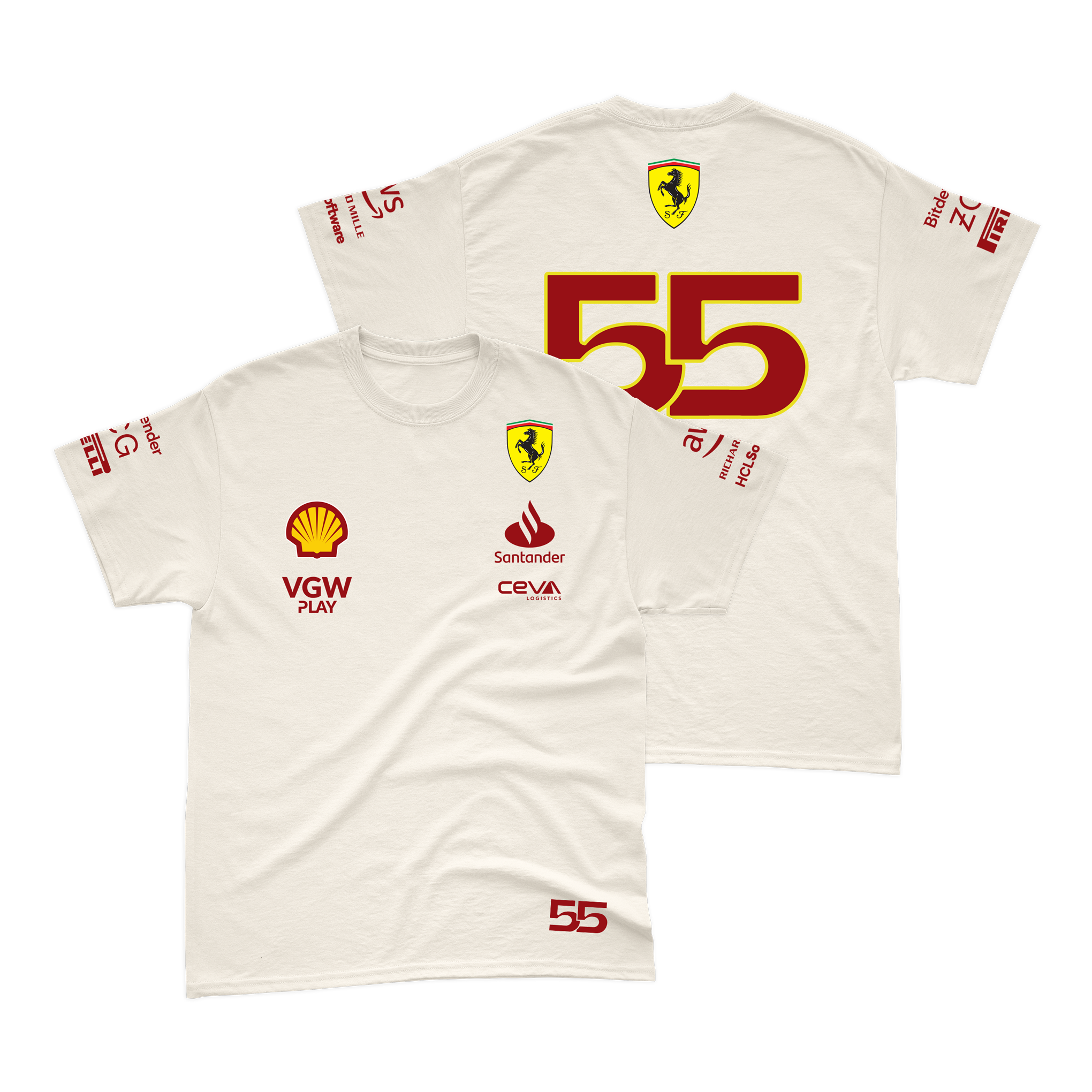 Camiseta Algodão Carlos Sainz Ferrari 2024 Off-White