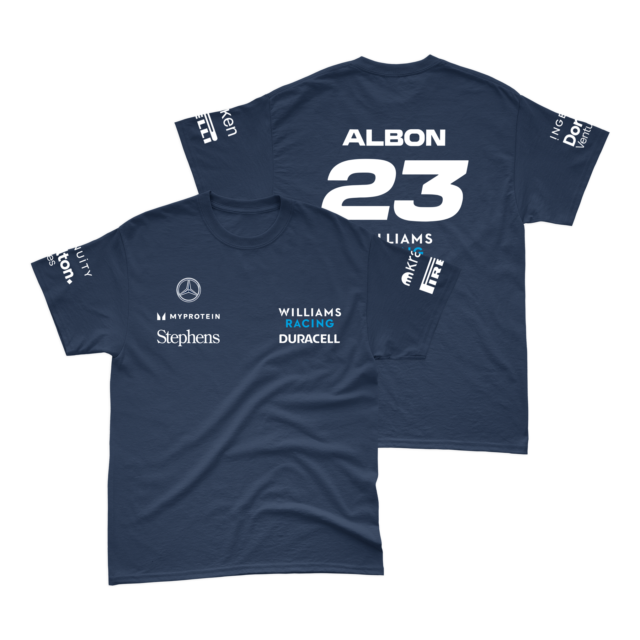 Camiseta Algodão Alex Albon Williams 2024 Azul Marinho