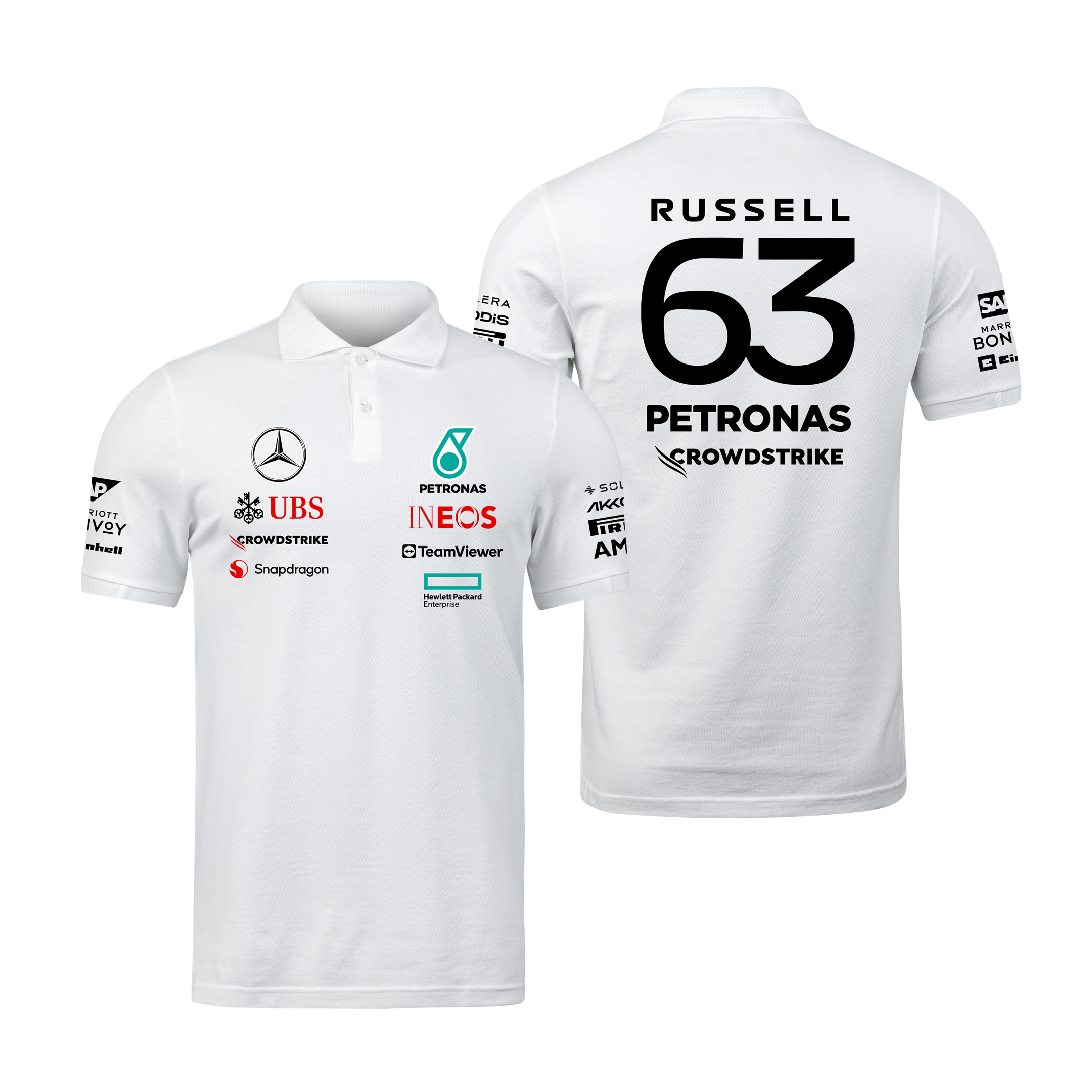 Camisa Polo George Russell Mercedes 2024 Branca