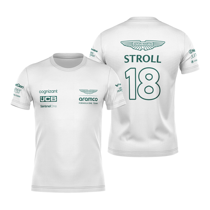 Camiseta DryFit Lance Stroll Aston Martin 2024 Branca