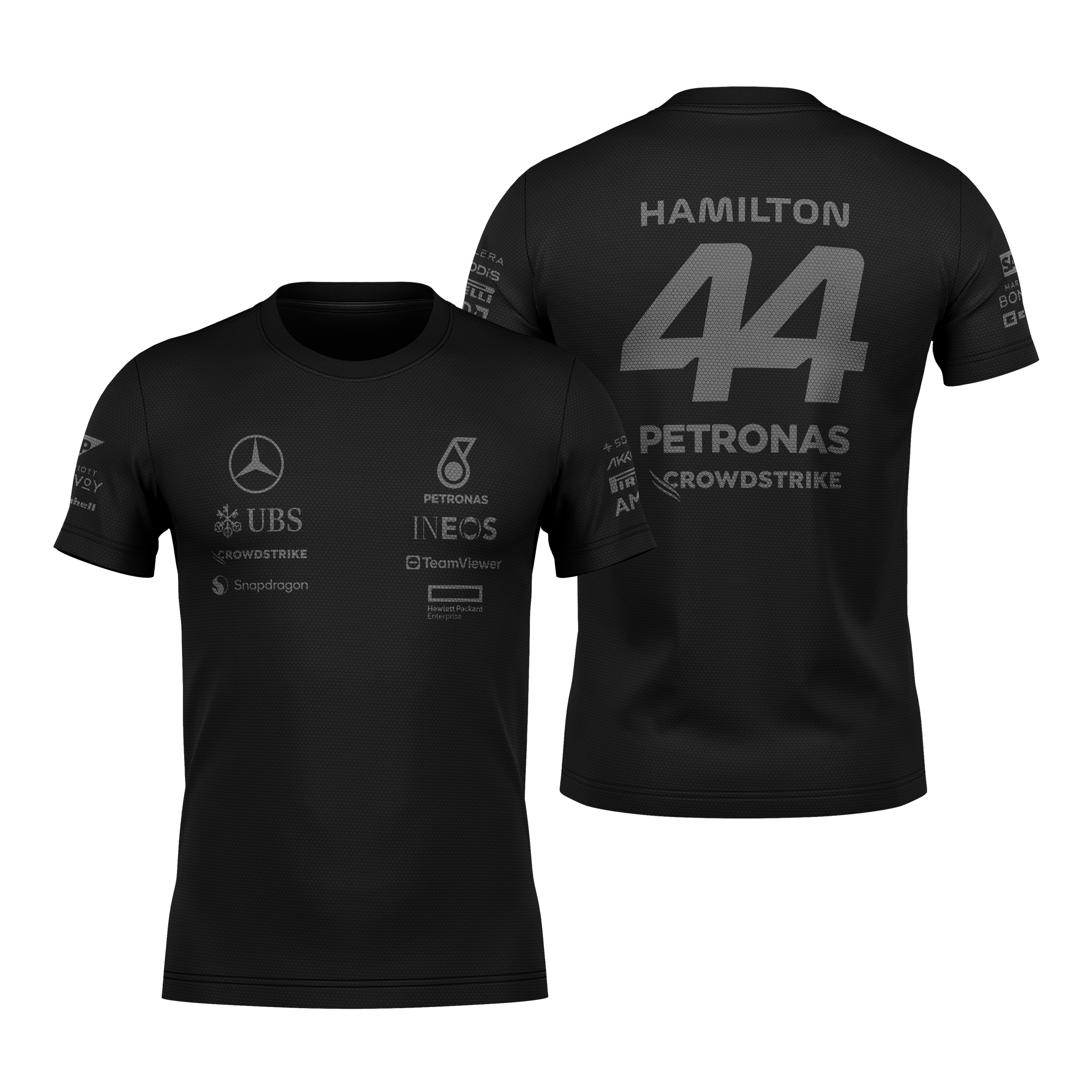 Camiseta DryFit  Mercedes 2024 All Black Lewis Hamilton