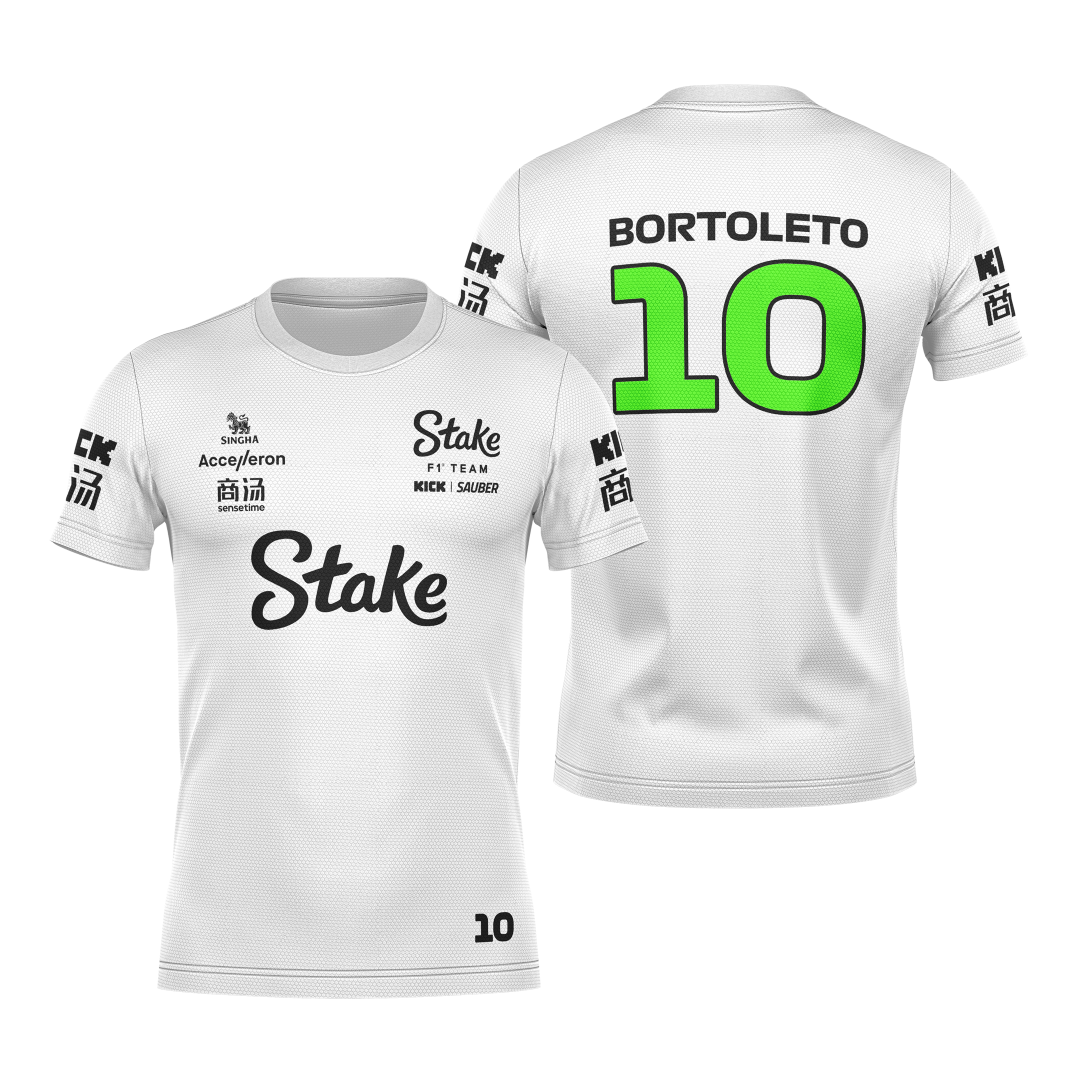 Camiseta DryFit Gabriel Bortoleto Stake Sauber 2024 Branca