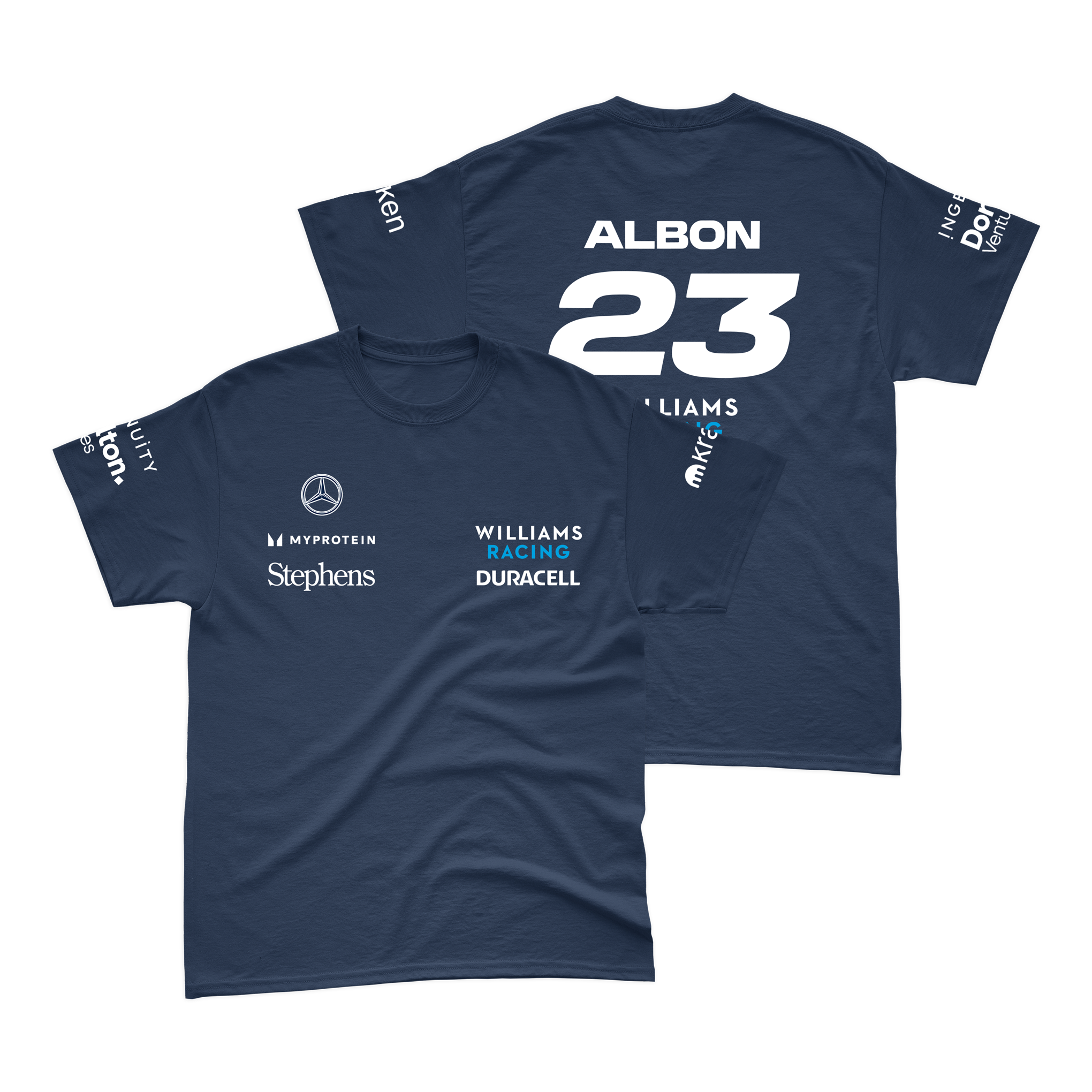 Camiseta Algodão Alex Albon Williams 2024 Azul Marinho