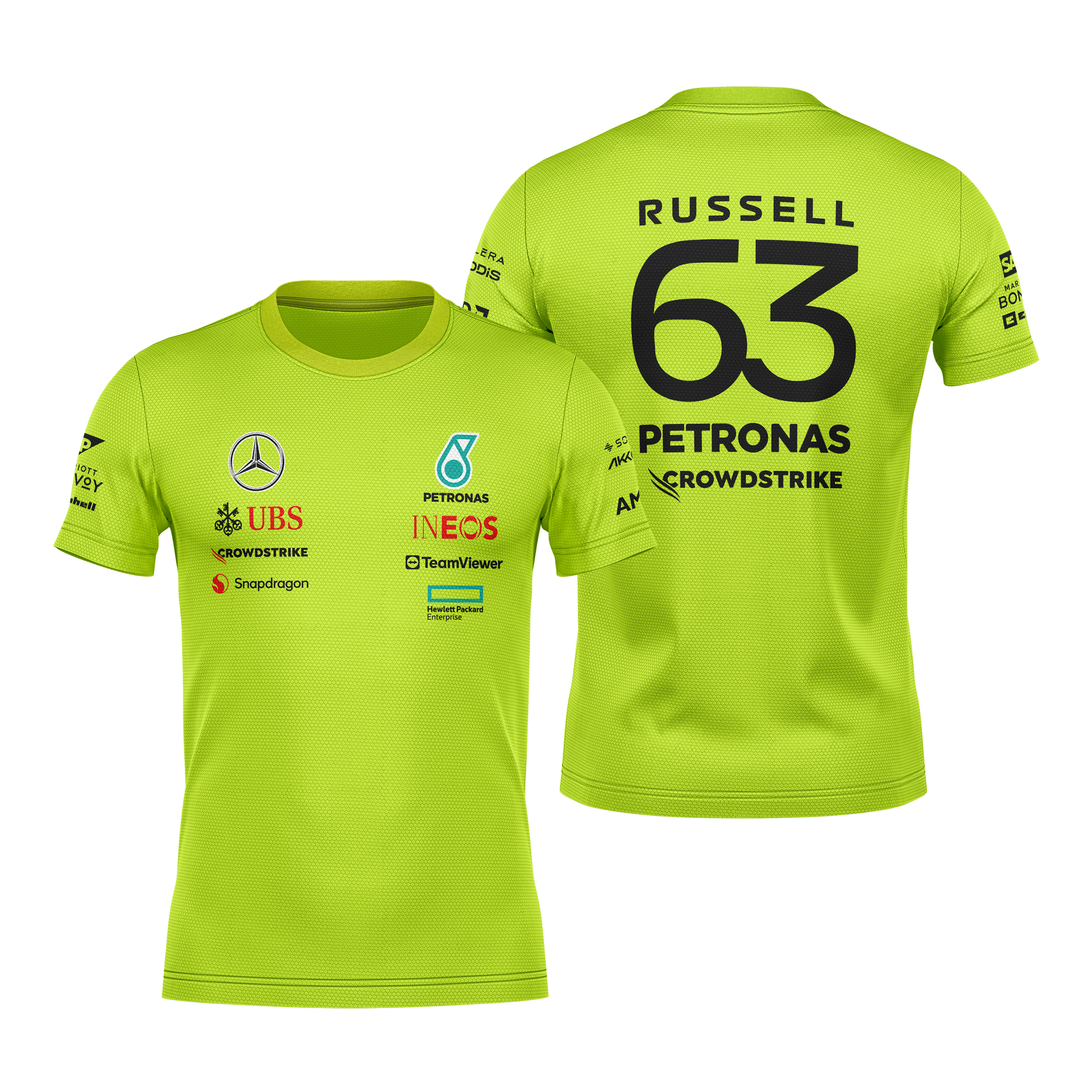 Camiseta DryFit  Mercedes 2024 Verde Neon George Russell