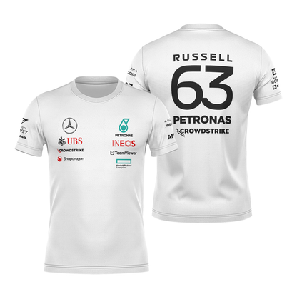 Camiseta DryFit Mercedes 2024 Branca George Russell