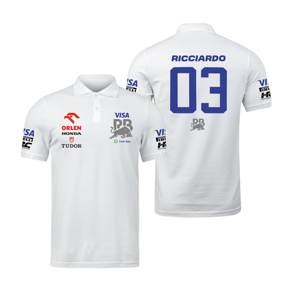 Camisa Polo Daniel Ricciardo Visa Racing Bulls Branca 2024