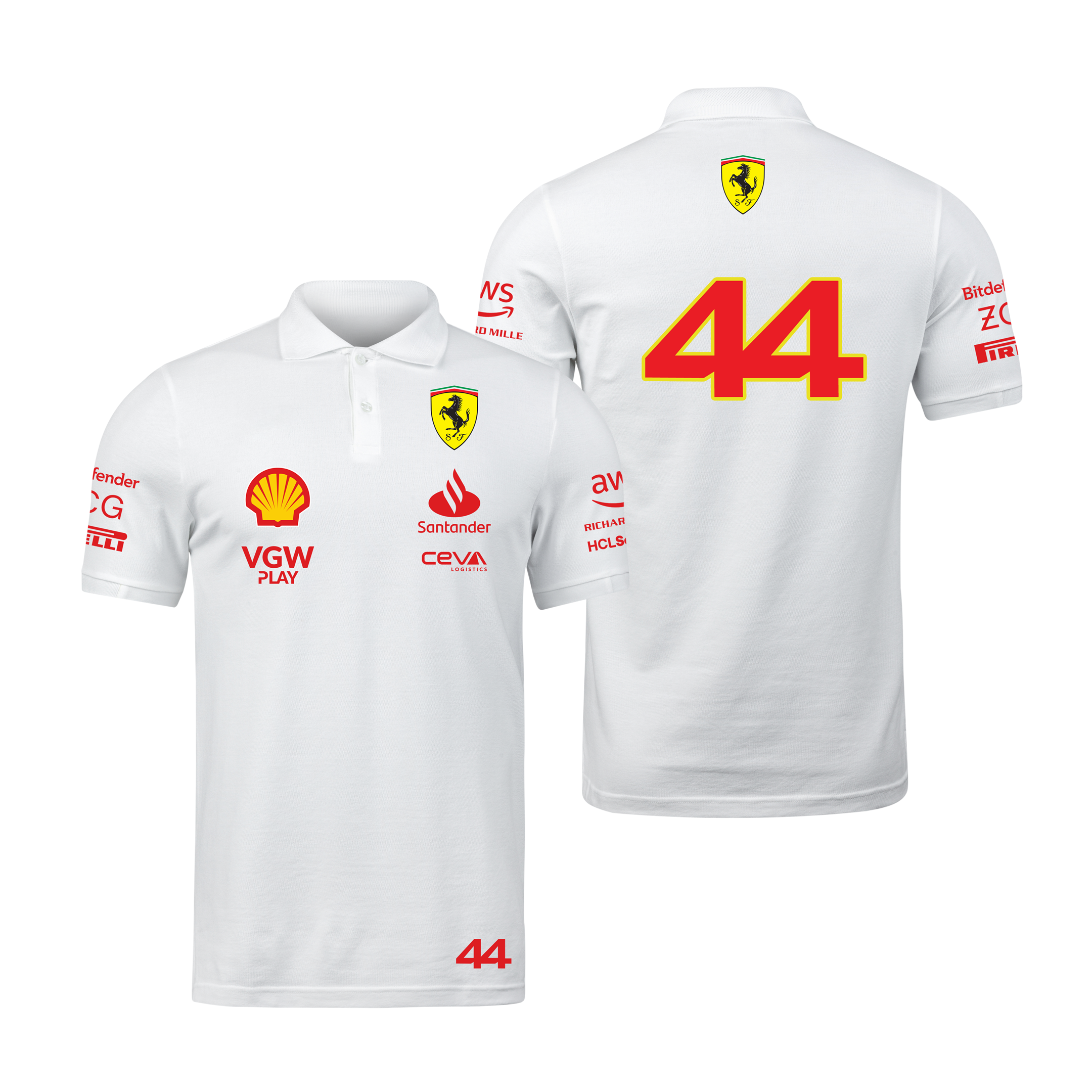 Camisa Polo Lewis Hamilton Ferrari 2024 Branca