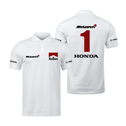 Camisa Polo Mclaren Marlboro Retrô N1 Branca