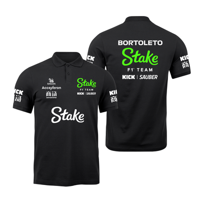 Camisa Polo Gabriel Bortoleto Stake Sauber 2024 Preta SN