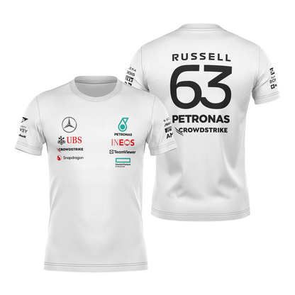 Camiseta DryFit Mercedes 2024 Branca George Russell