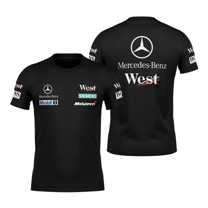 Camiseta DryFit Mclaren West Mercedes Retrô Preta