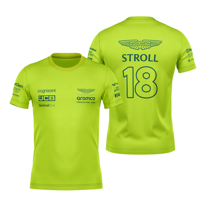 Camiseta DryFit Lance Stroll Aston Martin 2024 Verde Neon