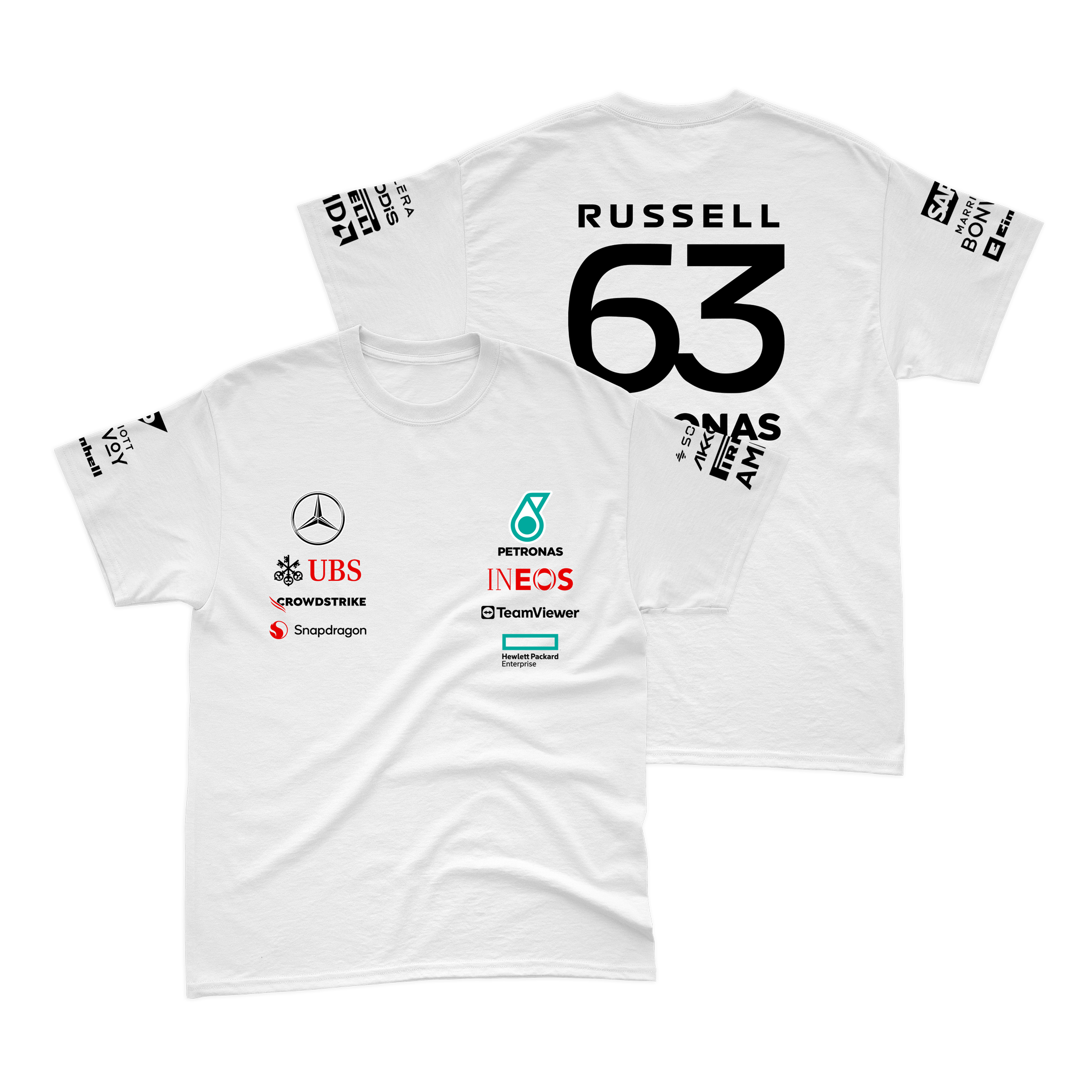 Camiseta Algodão Mercedes 2024 Branca George Russell