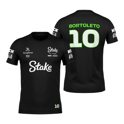 Camiseta DryFit Gabriel Bortoleto Stake Sauber 2024 Preta