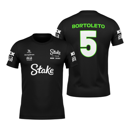 Camiseta DryFit Gabriel Bortoleto Stake Sauber 2024 Preta