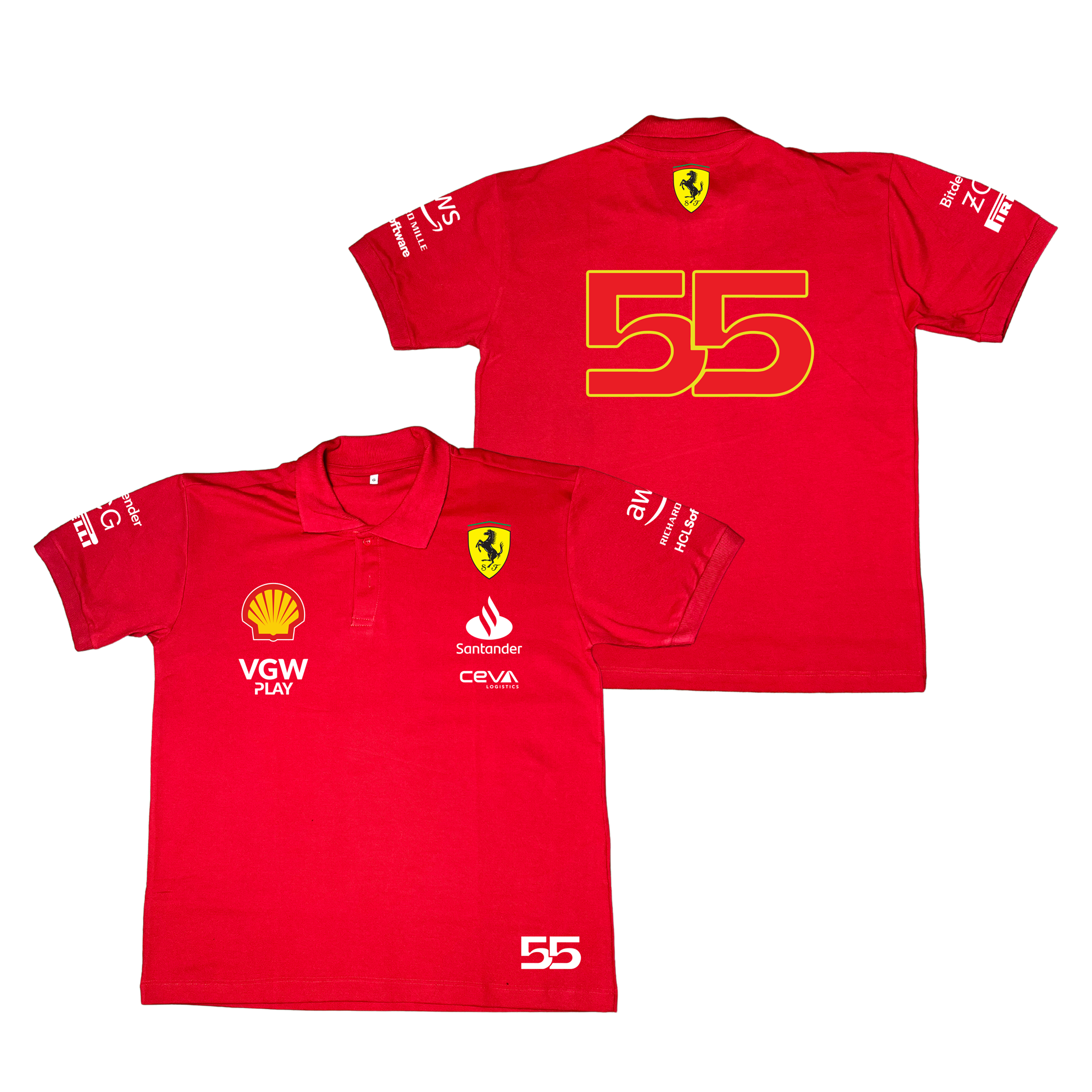 Camisa Polo Carlos Sainz Ferrari 2024 Vermelha