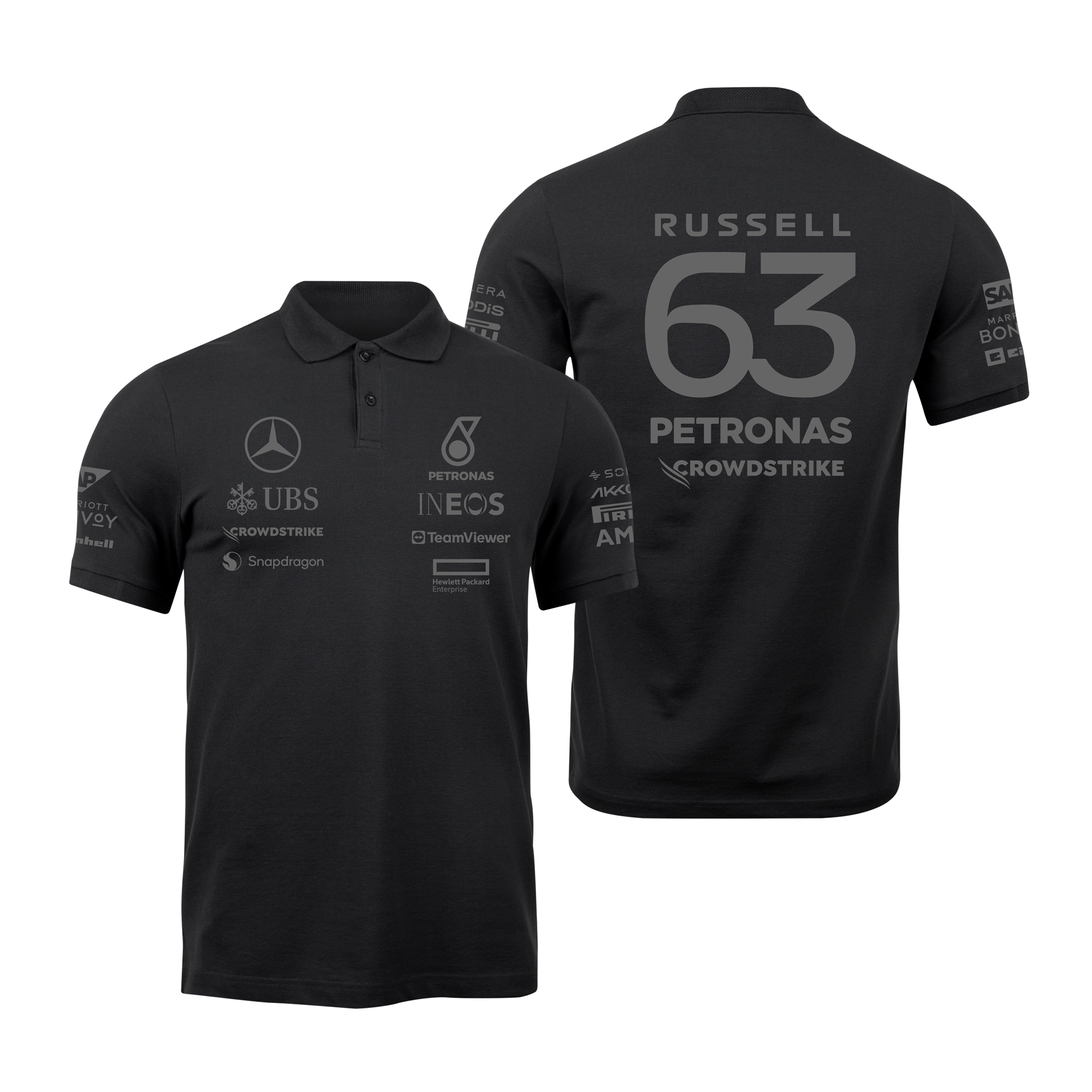 Camisa Polo George Russell Mercedes 2024 All Black