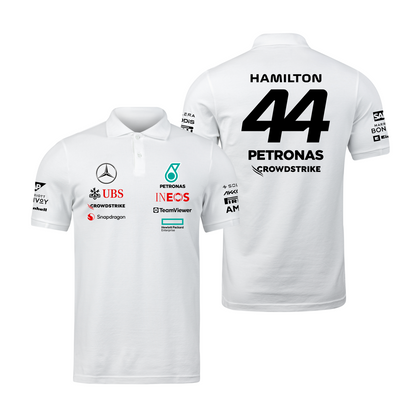 Camisa Polo Lewis Hamilton Mercedes 2024 Branca