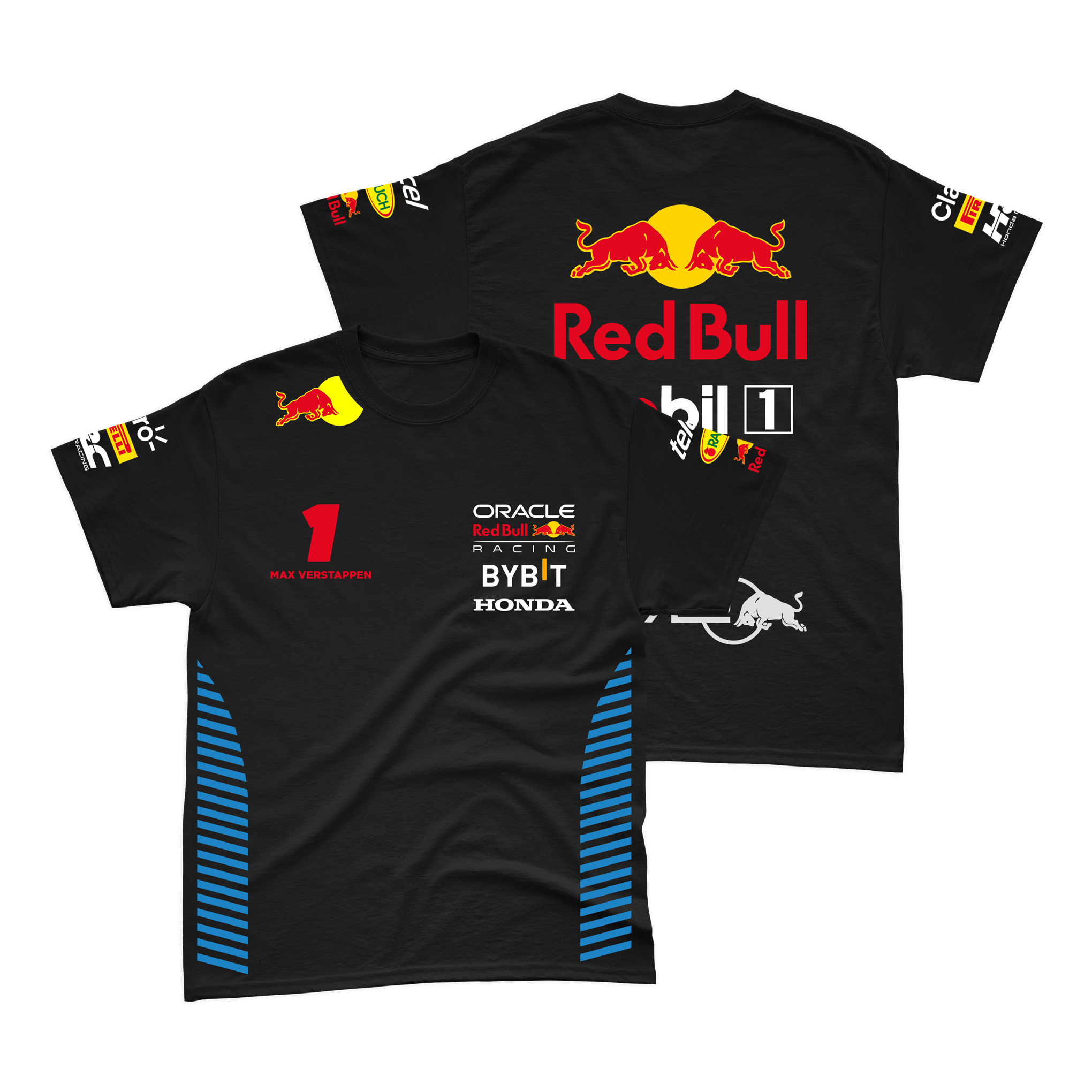 Camiseta Algodão Max Verstappen Red Bull Racing 2024 Preta