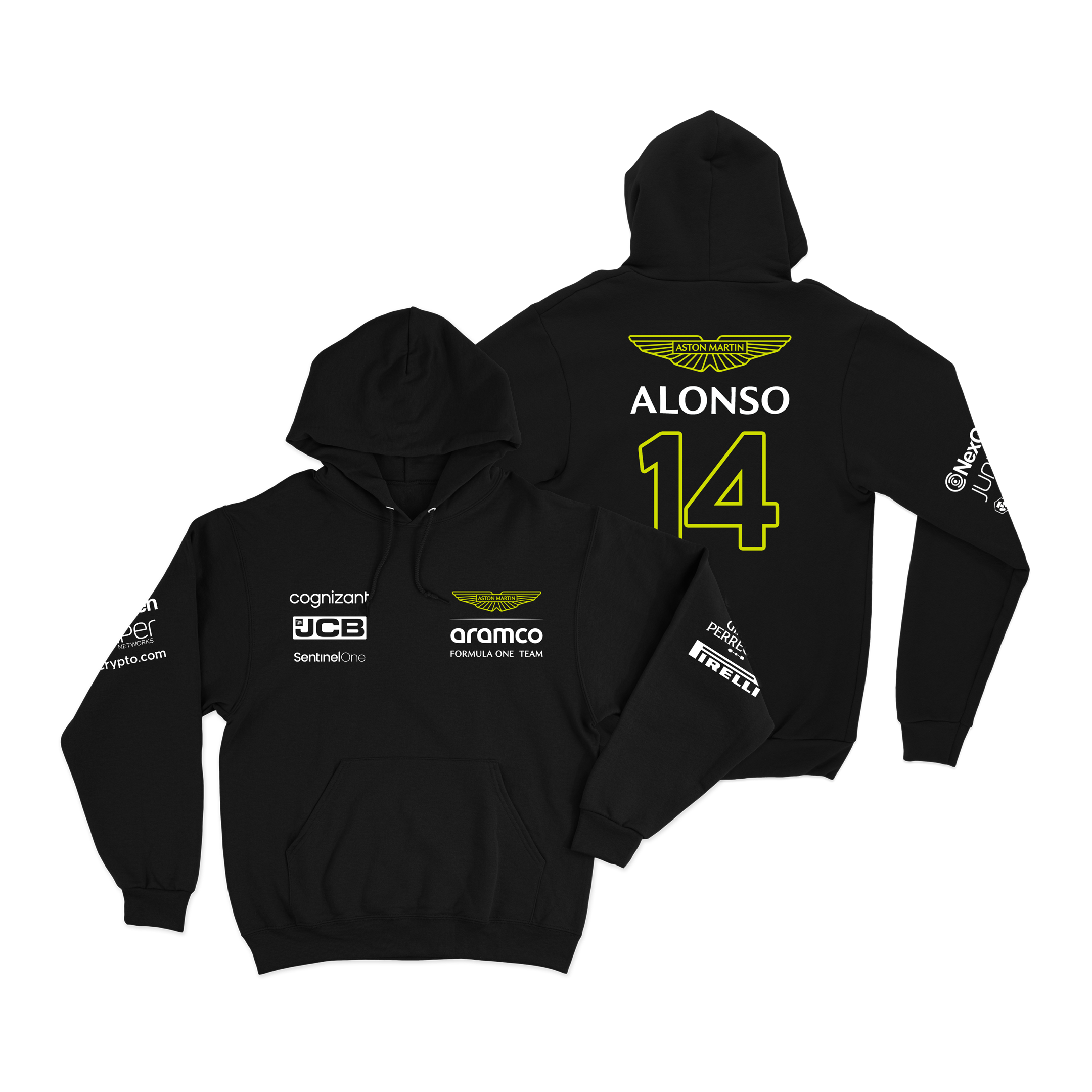 Moletom Canguru Aston Martin Preto 2024 Fernando Alonso
