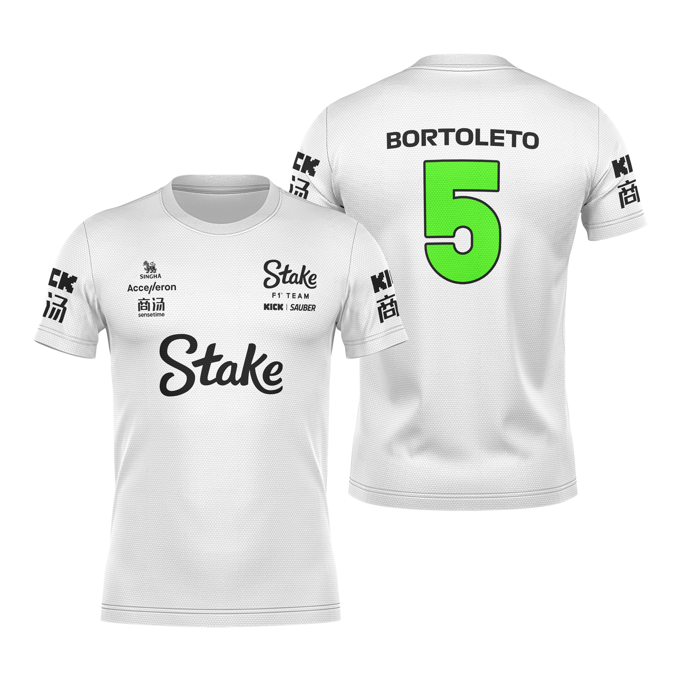 Camiseta DryFit Gabriel Bortoleto Stake Sauber 2024 Branca