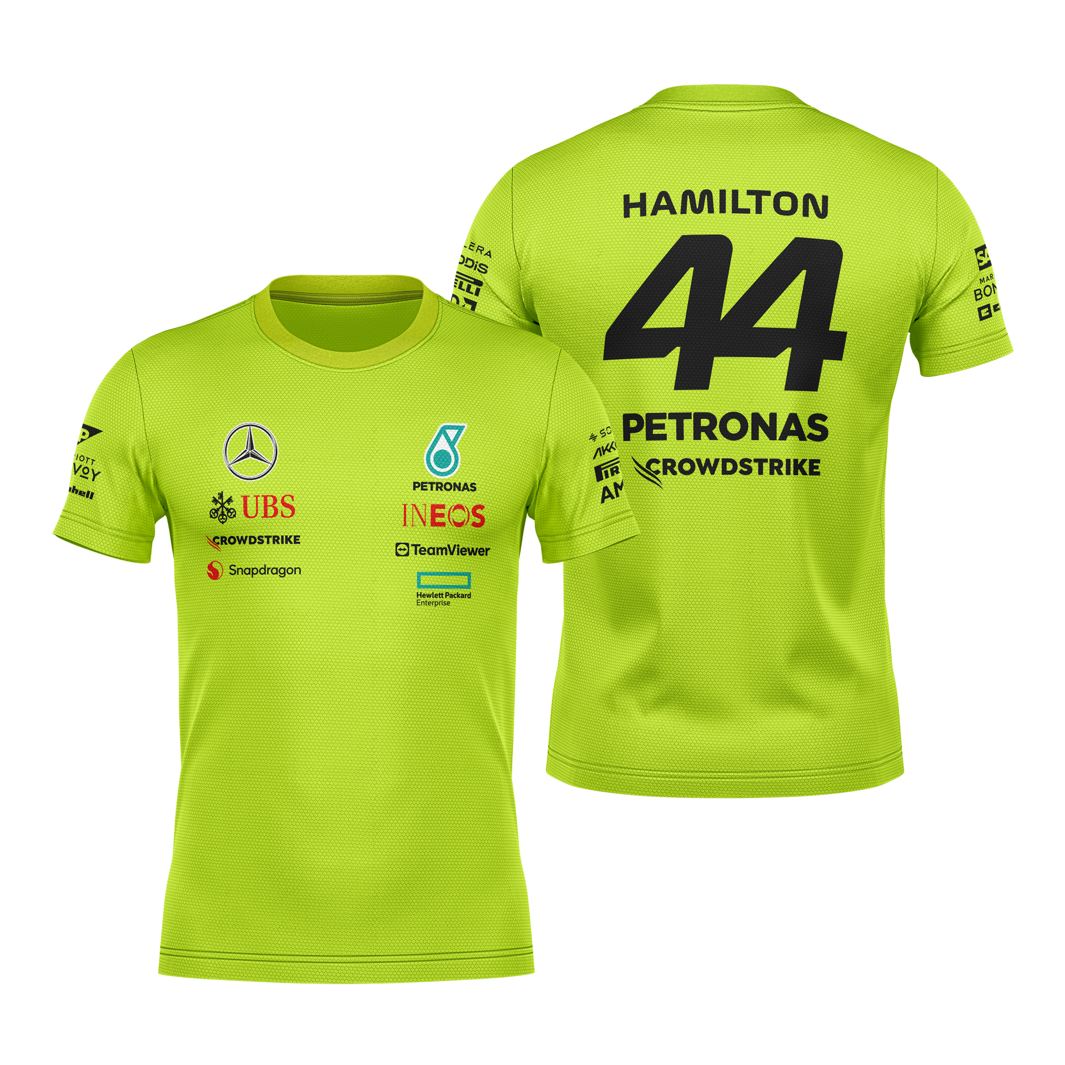 Camiseta DryFit Mercedes 2024 Verde Neon Lewis Hamilton