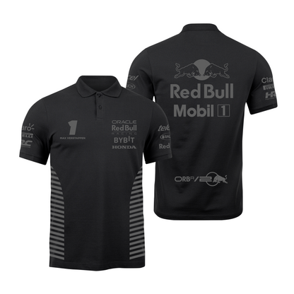 Camisa Polo Max Vertsappen Red Bull Racing 2024 All Black