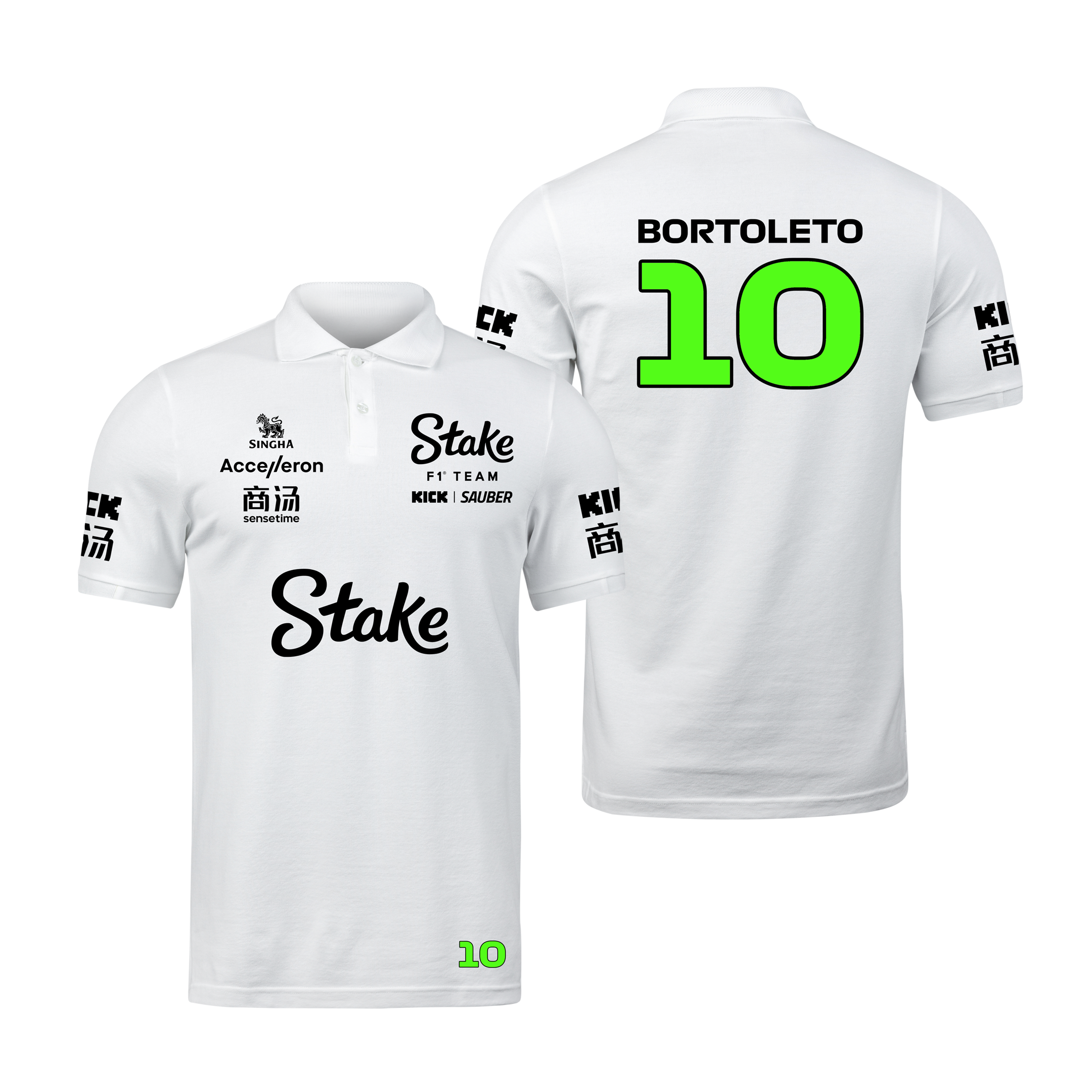 Camisa Polo Gabriel Bortoleto Stake Sauber 2024 Branca