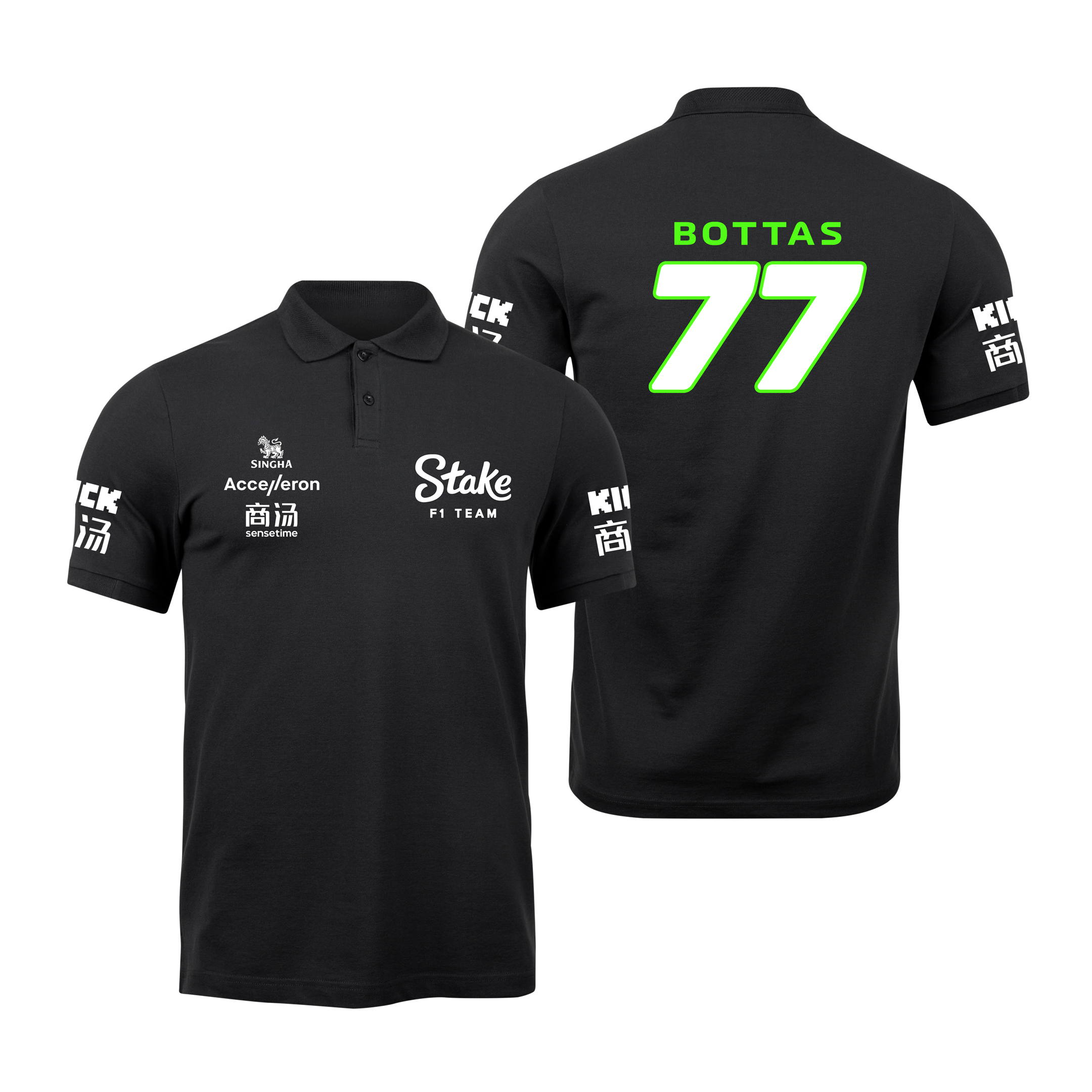 Camisa Polo Valtteri Bottas Stake Sauber 2024 Preta