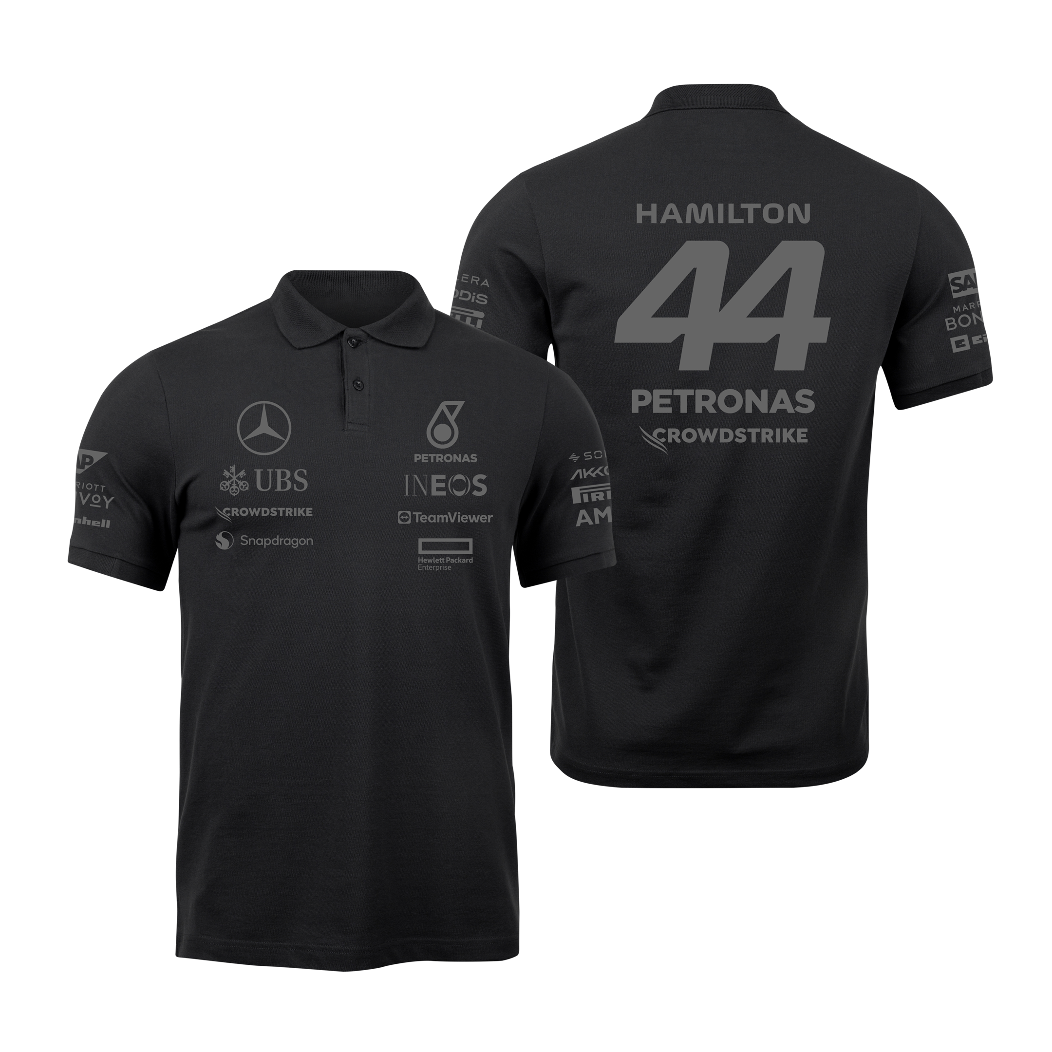 Camisa Polo Lewis Hamilton Mercedes 2024 All Black