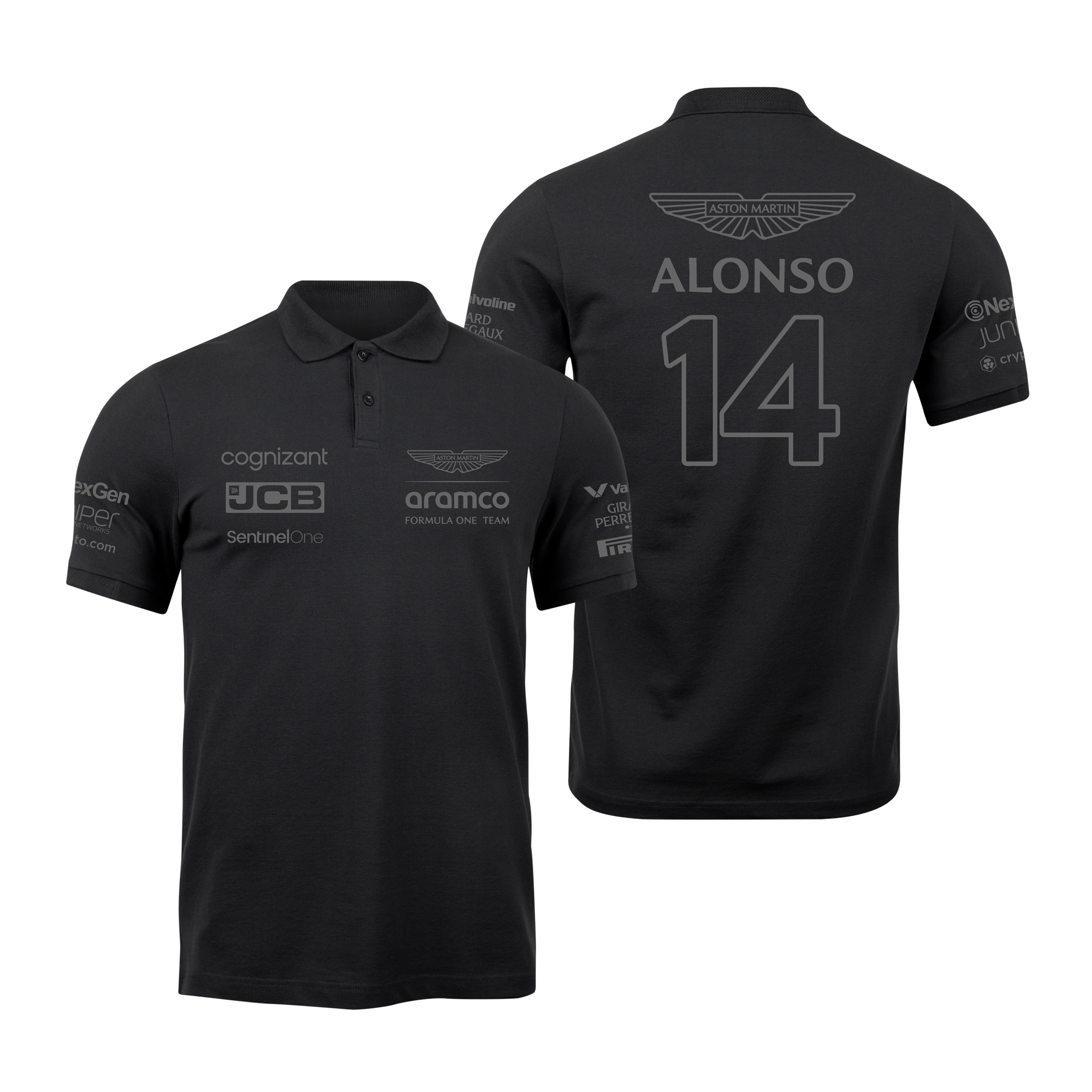 Camisa Polo Fernando Alonso Aston Martin 2024 All Black