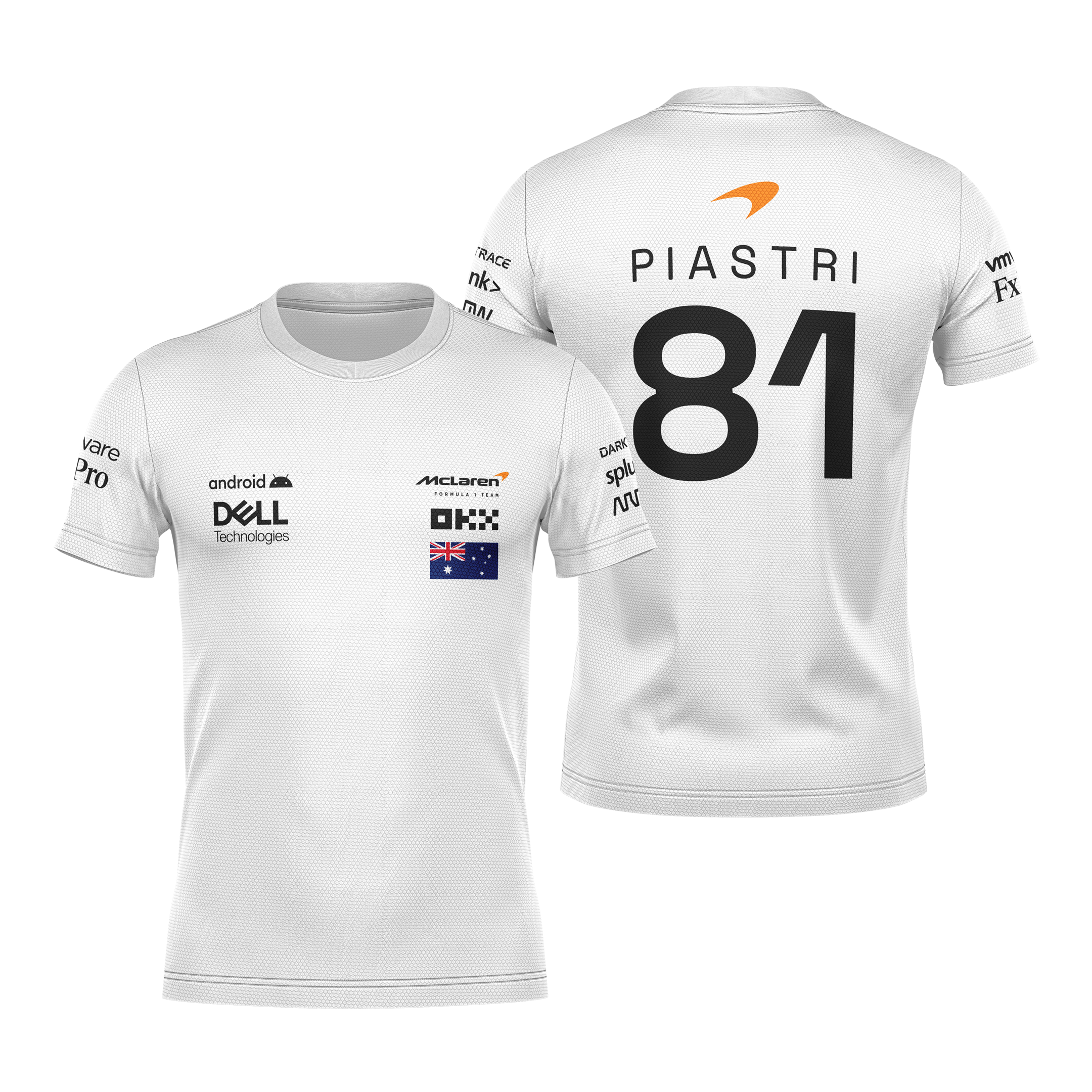 Camiseta DryFit Oscar Piastri Mclaren 2024 Branca