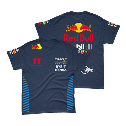 Camiseta Algodão Sergio Perez Red Bull Racing 2024 Azul Marinho