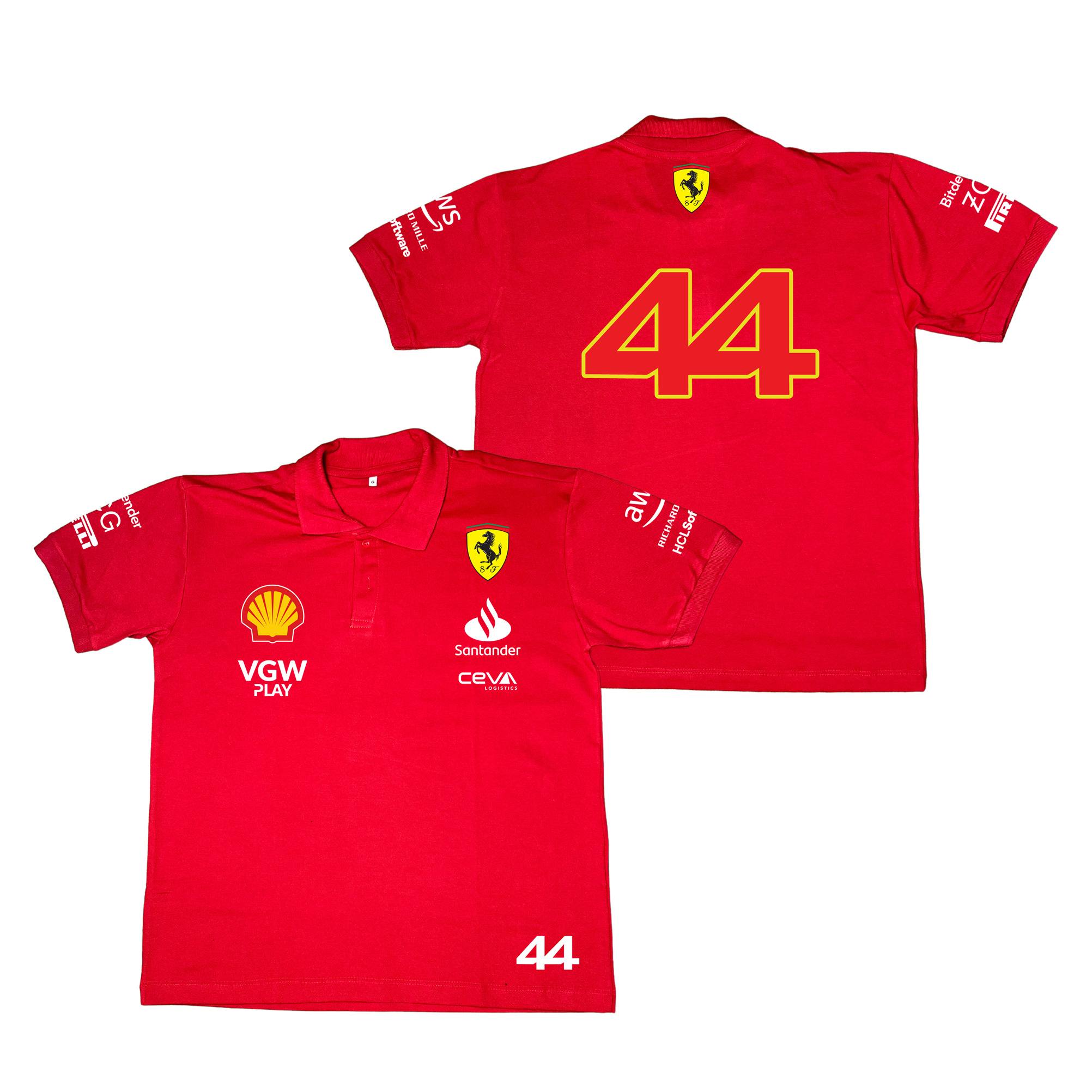 Camisa Polo Lewis Hamilton Ferrari 2024 Vermelha