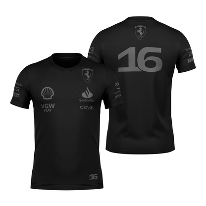 Camiseta DryFit Charles Leclerc Ferrari 2024 All Black SALDÃO FV