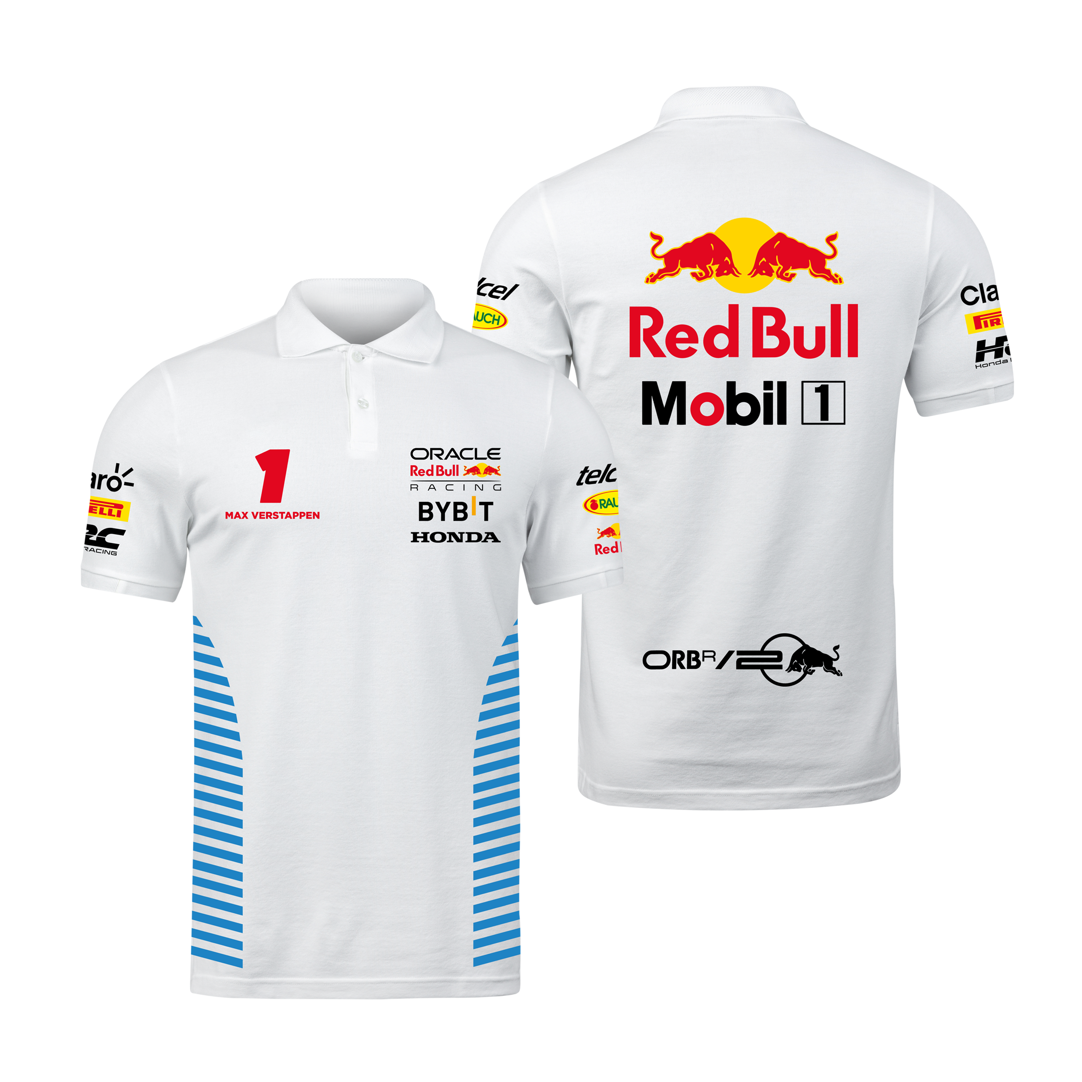 Camisa Polo Max Verstappen Red Bull Racing 2024 Branca