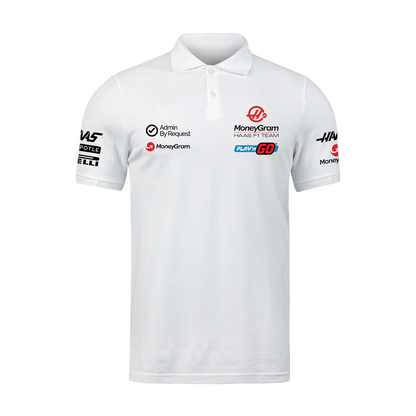 Camisa Polo Kevin Magnussen Haas F1 2024 Branca