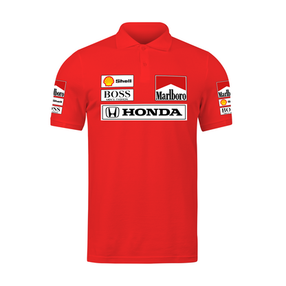 Camisa Polo Mclaren Marlboro Retrô Anos 90 Vermelha