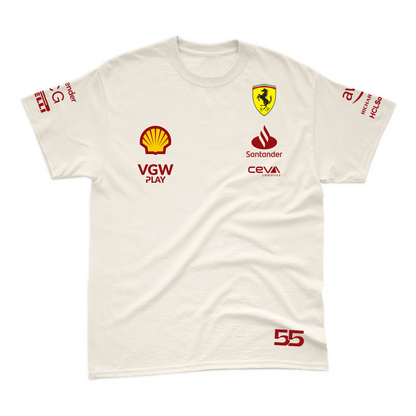 Camiseta Algodão Carlos Sainz Ferrari 2024 Off-White