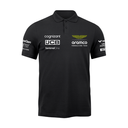 Camisa Polo Lance Stroll Aston Martin 2024 Preta