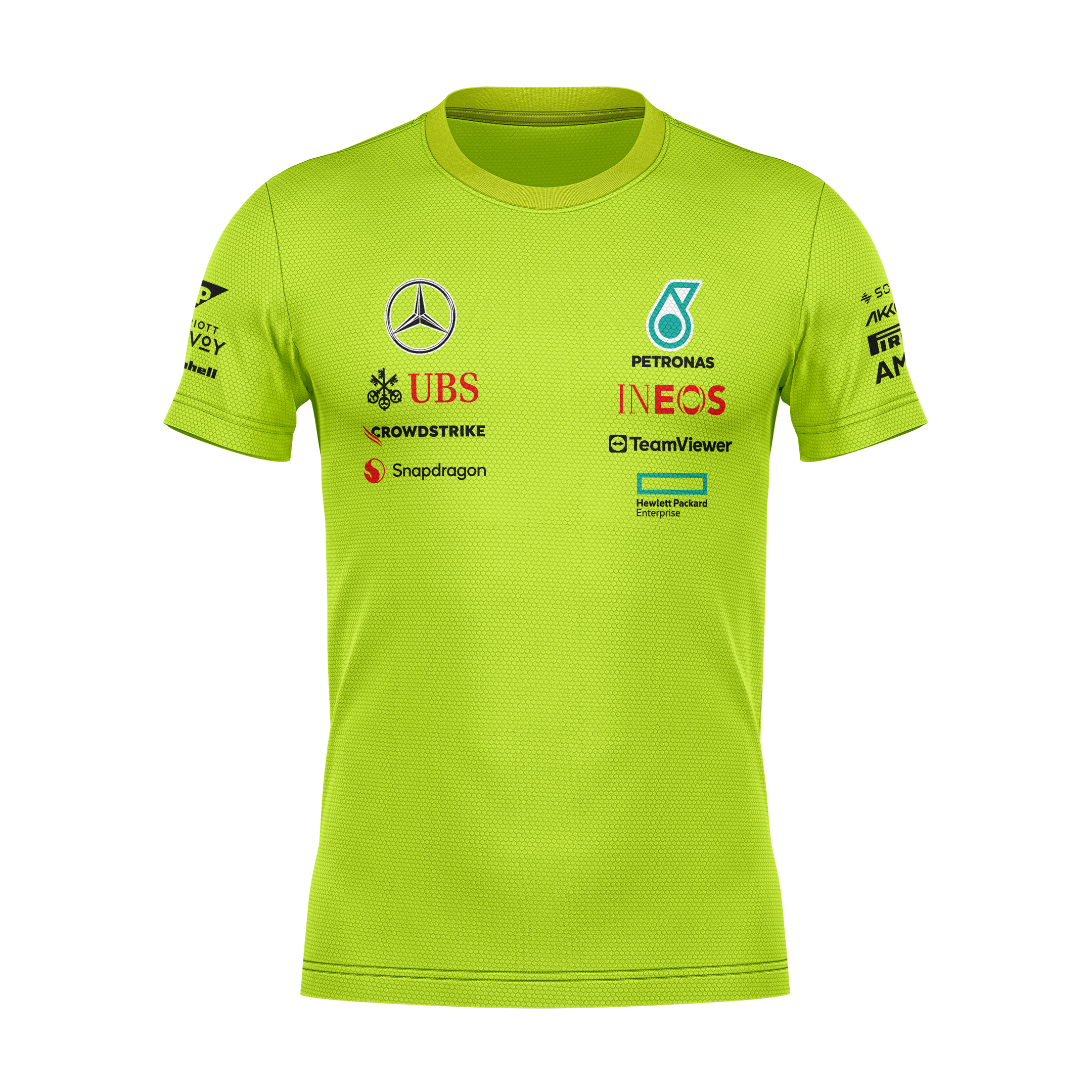 Camiseta DryFit Mercedes 2024 Verde Neon Lewis Hamilton