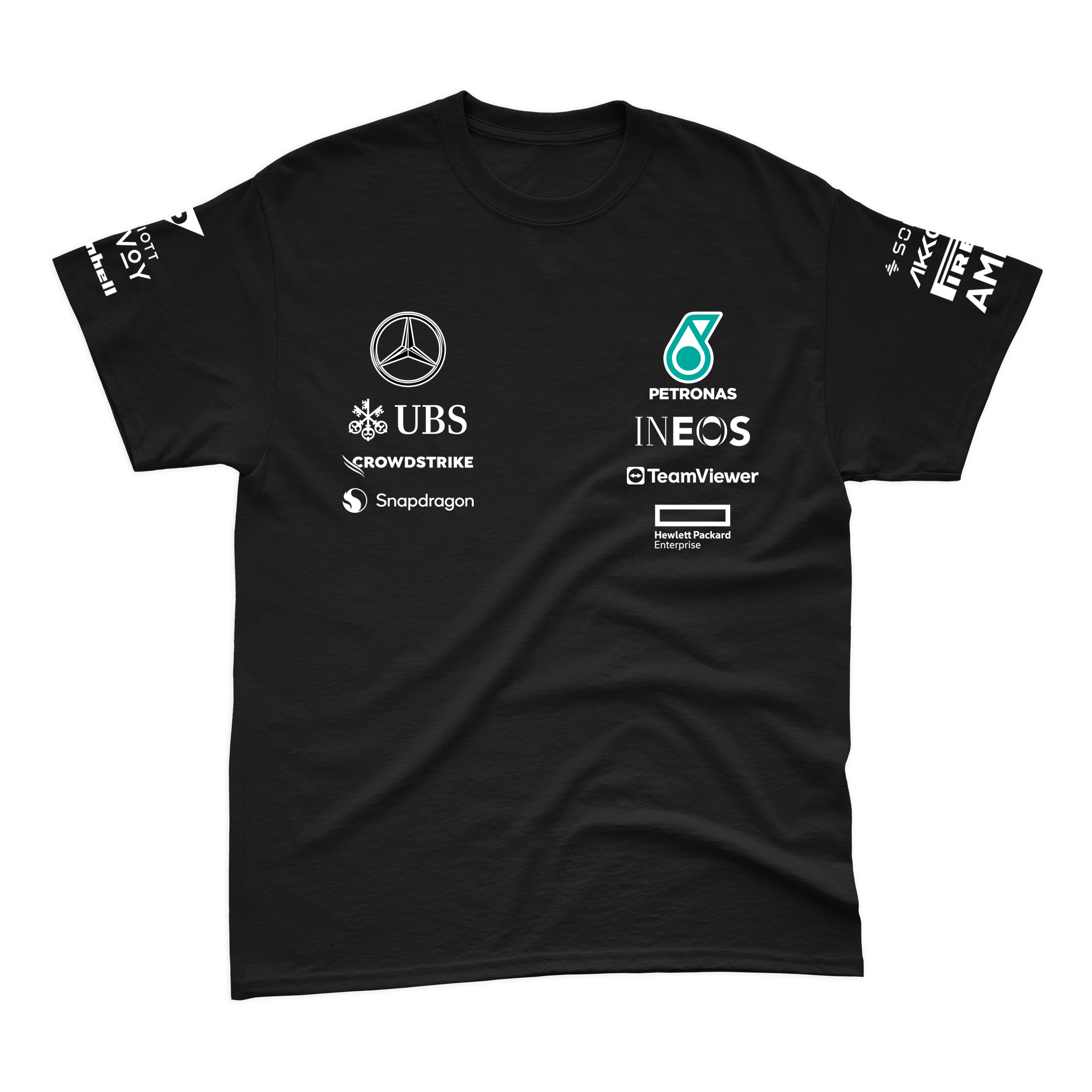 Camiseta Algodão Lewis Hamilton Mercedes 2024 Preta