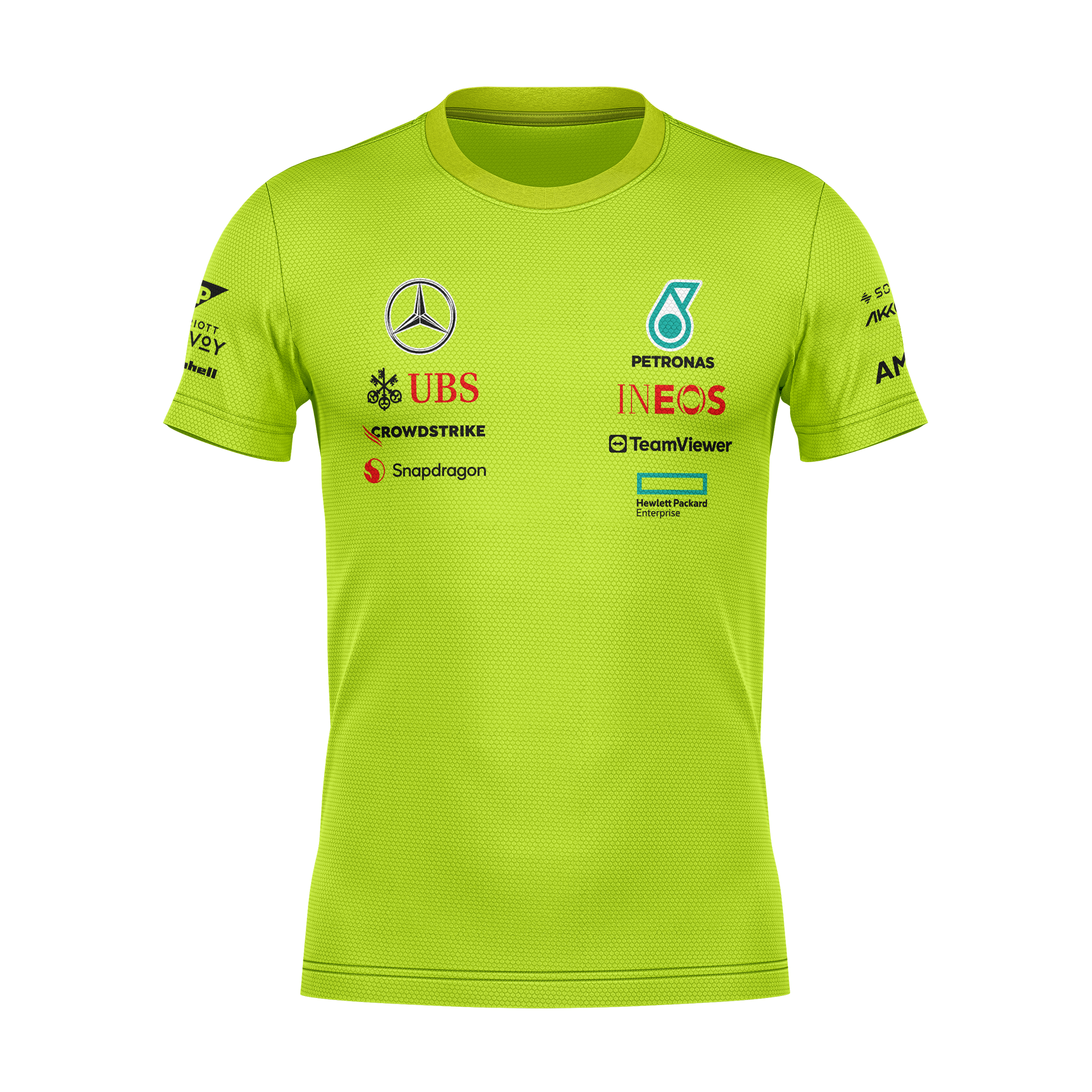 Camiseta DryFit Mercedes 2024 Verde Neon Lewis Hamilton