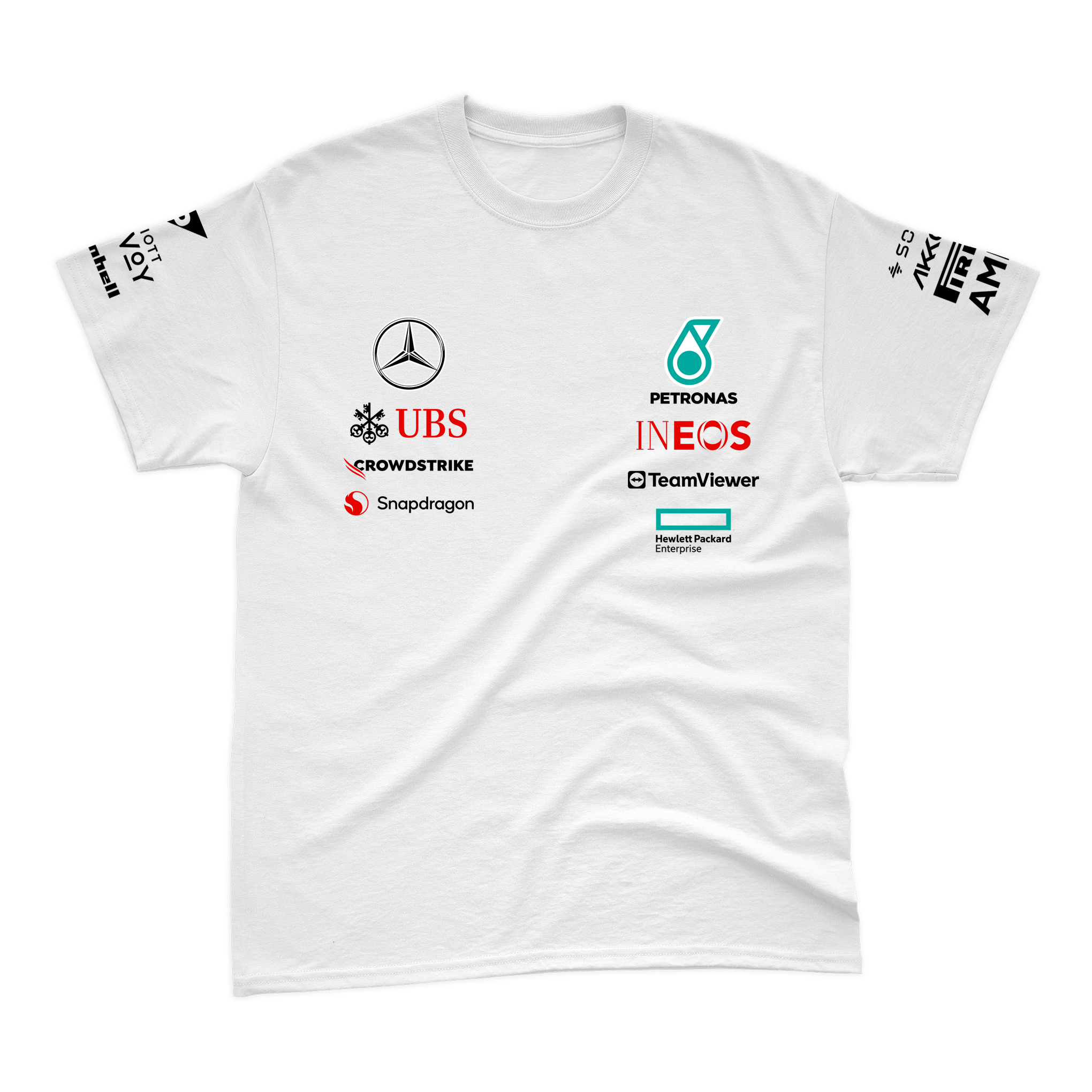 Camiseta Algodão Lewis Hamilton Mercedes 2024 Branca