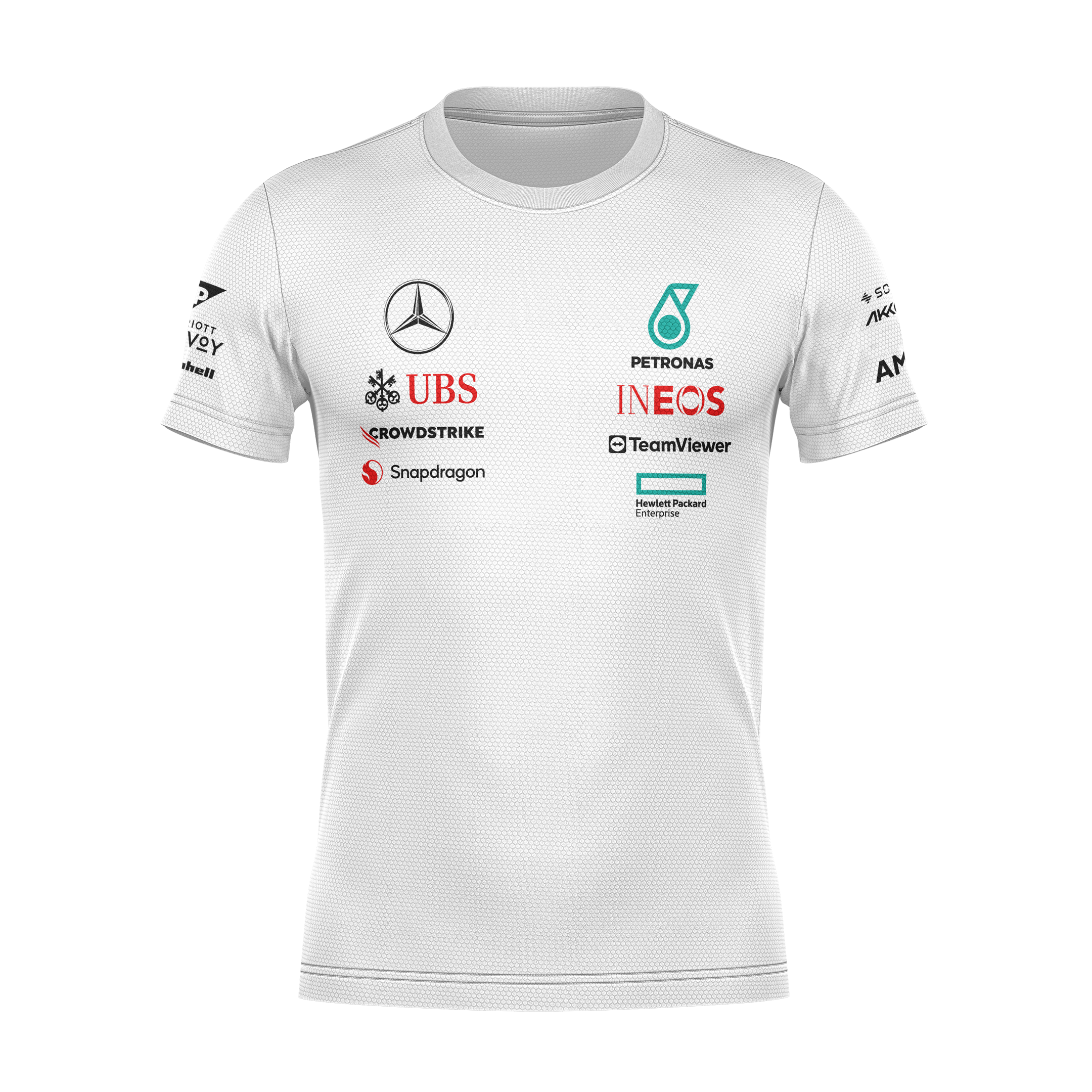 Camiseta DryFit Mercedes 2024 Branca Lewis Hamilton