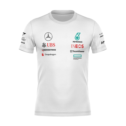 Camiseta DryFit Mercedes 2024 Branca Lewis Hamilton